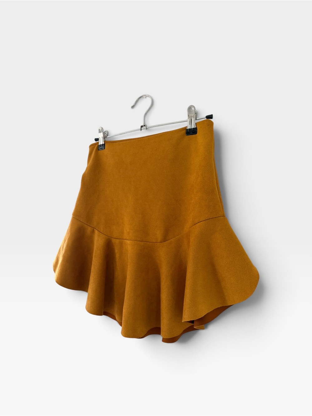 Design Lab Lord & Taylor Mustard Suede-Look Ruffle Mini Skirt - Picture 7 of 9